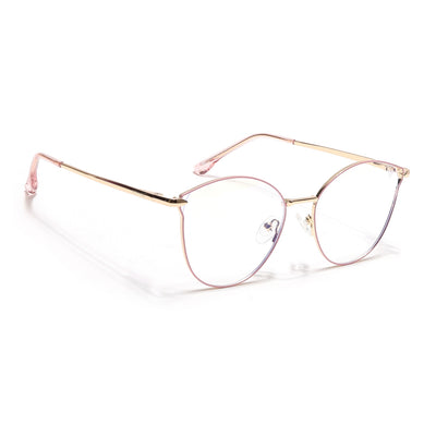 Voyage Glam Pink & Golden Cateye Eyeglasses for Women (39003MG6553-C5)