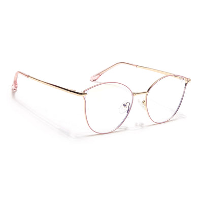 Voyage Glam Pink & Golden Cateye Eyeglasses for Women (39003MG6553-C5)