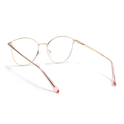 Voyage Glam Pink & Golden Cateye Eyeglasses for Women (39003MG6553-C5)