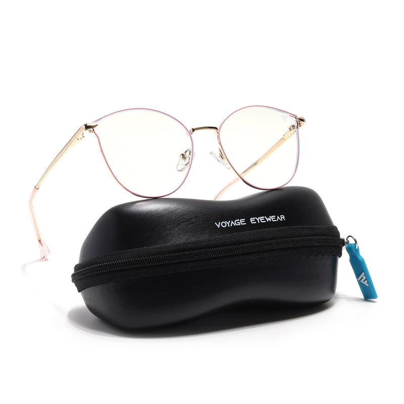 Voyage Glam Pink & Golden Cateye Eyeglasses for Women (39003MG6553-C5)