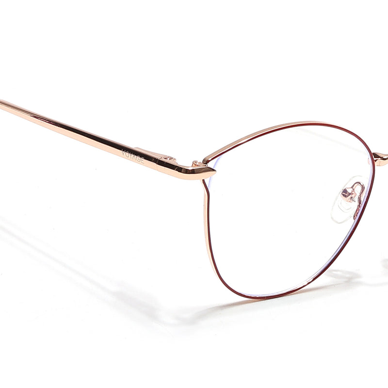 Voyage Glam Red & Golden Cateye Eyeglasses for Women (39003MG6554-C6)