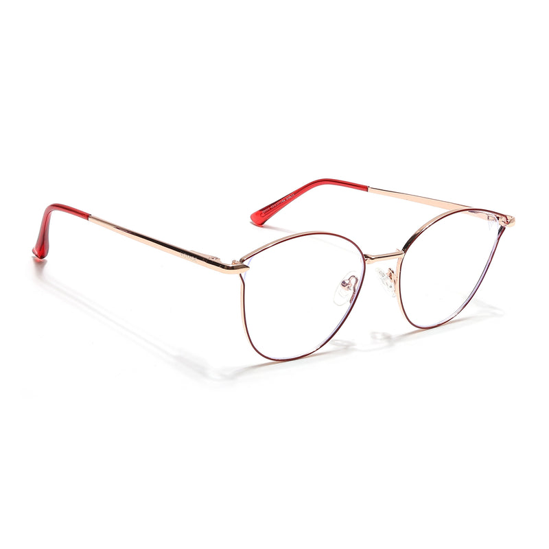 Voyage Glam Red & Golden Cateye Eyeglasses for Women (39003MG6554-C6)