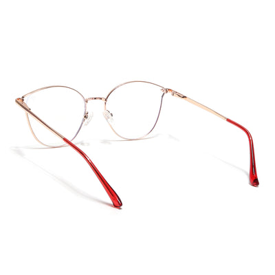 Voyage Glam Red & Golden Cateye Eyeglasses for Women (39003MG6554-C6)