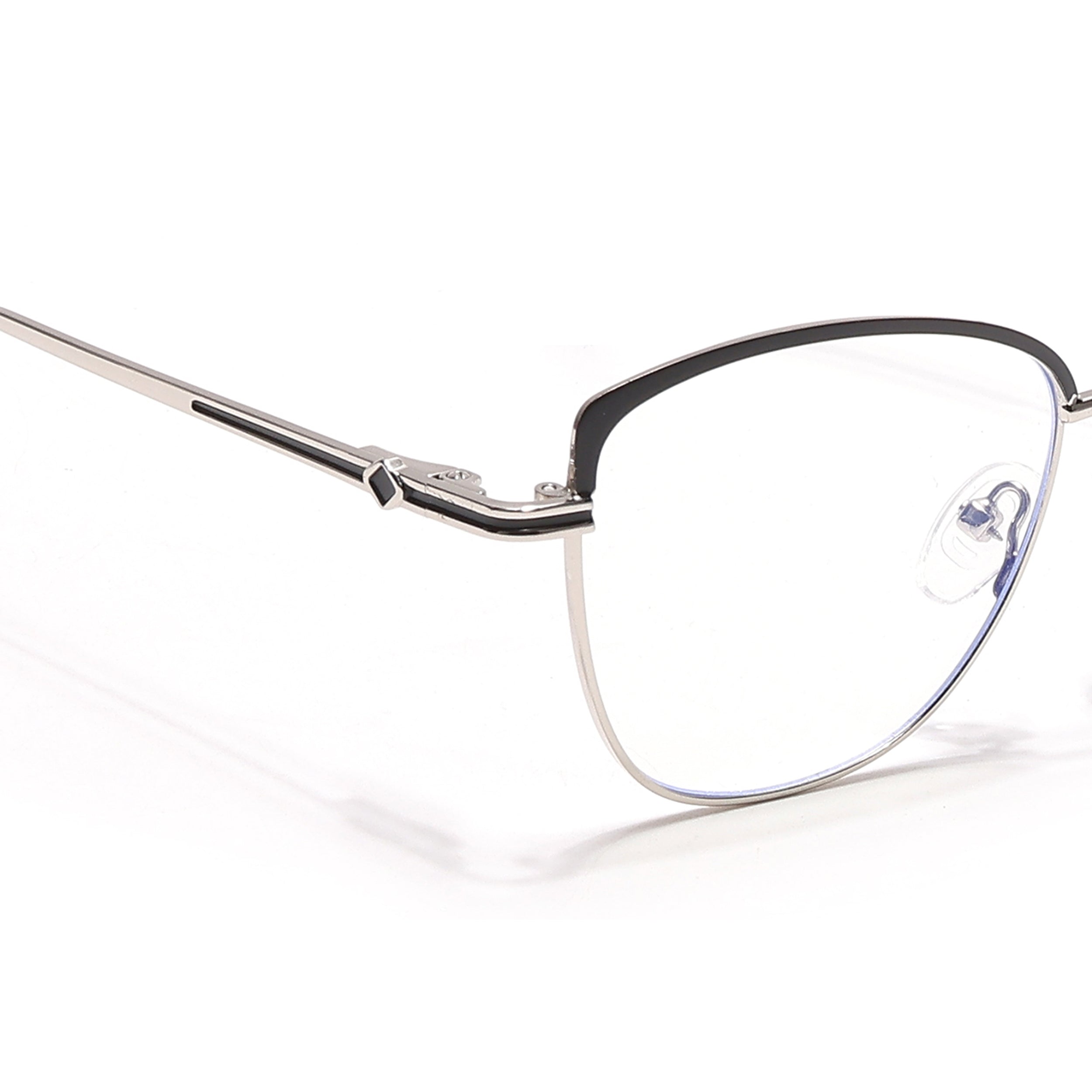 Voyage Glam Silver & Black Cateye Eyeglasses for Women (39007MG6556-C1)