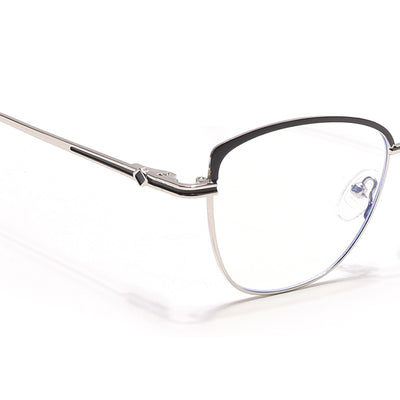 Voyage Glam Silver & Black Cateye Eyeglasses for Women (39007MG6556-C1)