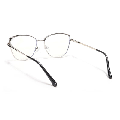 Voyage Glam Silver & Black Cateye Eyeglasses for Women (39007MG6556-C1)