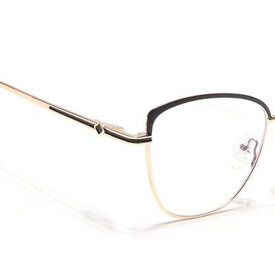 Voyage Glam Golden & Black Cateye Eyeglasses for Women (39007MG6557-C2)