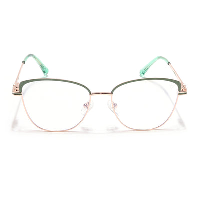 Voyage Glam Golden & Green Cateye Eyeglasses for Women (39007MG6558-C3)