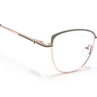 Voyage Glam Golden & Green Cateye Eyeglasses for Women (39007MG6558-C3)