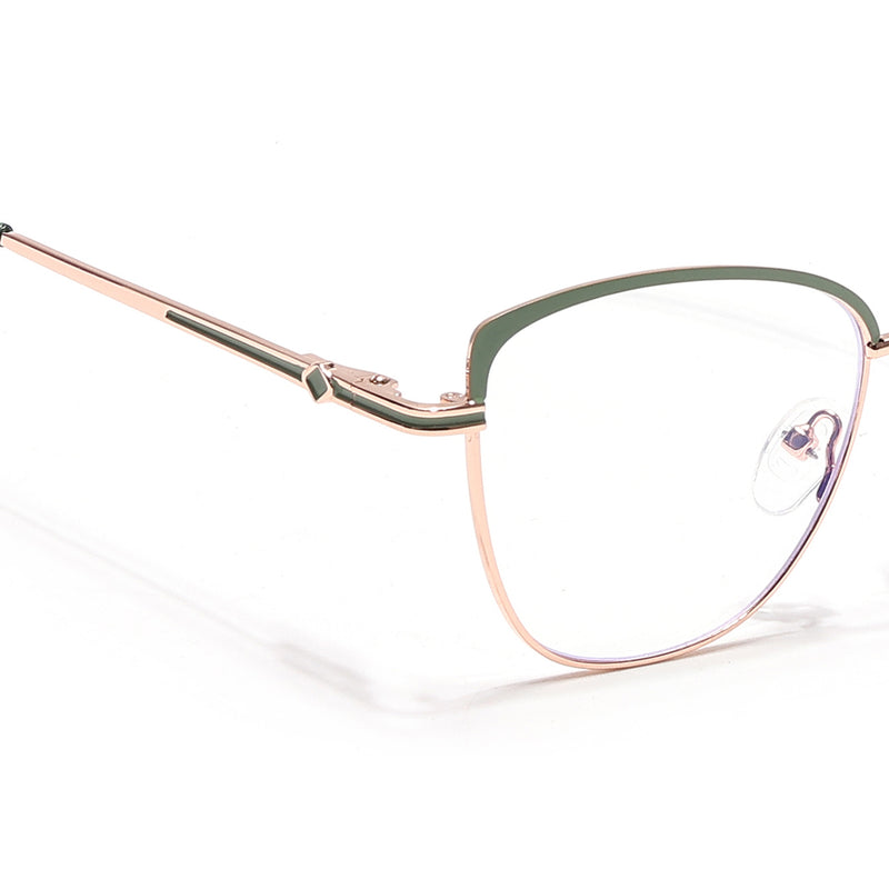 Voyage Glam Golden & Green Cateye Eyeglasses for Women (39007MG6558-C3)