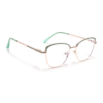 Voyage Glam Golden & Green Cateye Eyeglasses for Women (39007MG6558-C3)