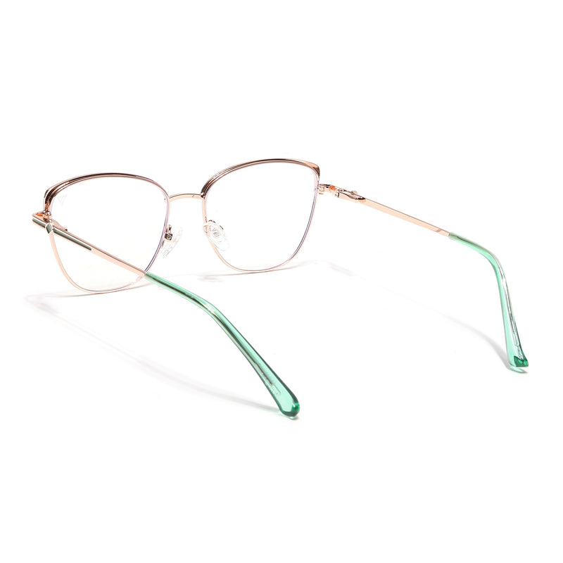 Voyage Glam Golden & Green Cateye Eyeglasses for Women (39007MG6558-C3)