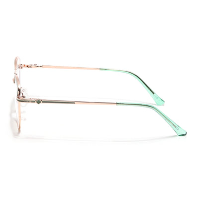 Voyage Glam Golden & Green Cateye Eyeglasses for Women (39007MG6558-C3)