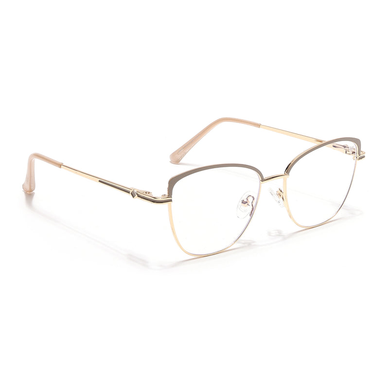 Voyage Glam Golden & Nude Cateye Eyeglasses for Women (39007MG6559-C4)