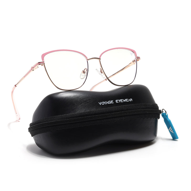 Voyage Glam Golden & Pink Cateye Eyeglasses for Women (39007MG6560-C5)