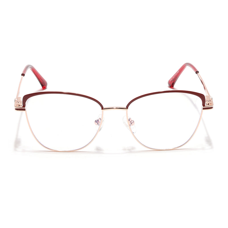 Voyage Glam Golden & Red Cateye Eyeglasses for Women (39007MG6561-C6)