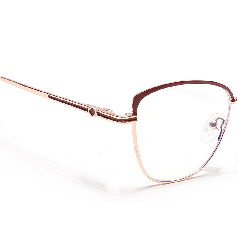 Voyage Glam Golden & Red Cateye Eyeglasses for Women (39007MG6561-C6)