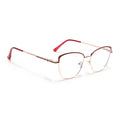 Voyage Glam Golden & Red Cateye Eyeglasses for Women (39007MG6561-C6)