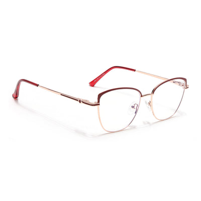 Voyage Glam Golden & Red Cateye Eyeglasses for Women (39007MG6561-C6)