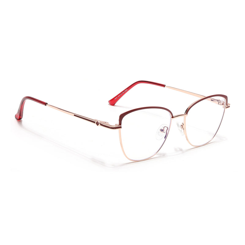 Voyage Glam Golden & Red Cateye Eyeglasses for Women (39007MG6561-C6)