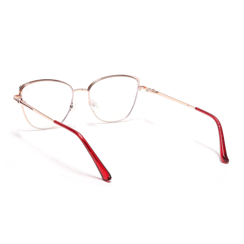 Voyage Glam Golden & Red Cateye Eyeglasses for Women (39007MG6561-C6)