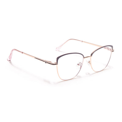 Voyage Glam Golden & Purple Cateye Eyeglasses for Women (39007MG6562-C7)