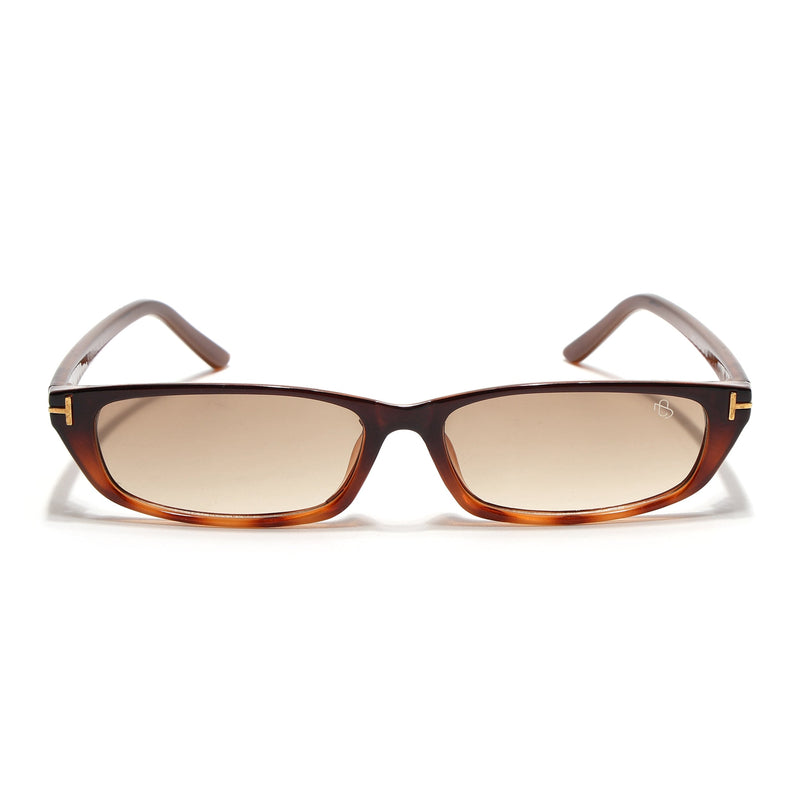 Eyejack Black & Brown Rectangle Sunglasses for Women (3972CL1024)