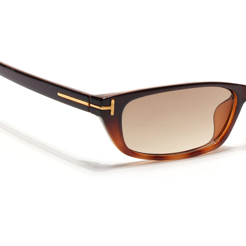 Eyejack Black & Brown Rectangle Sunglasses for Women (3972CL1024)