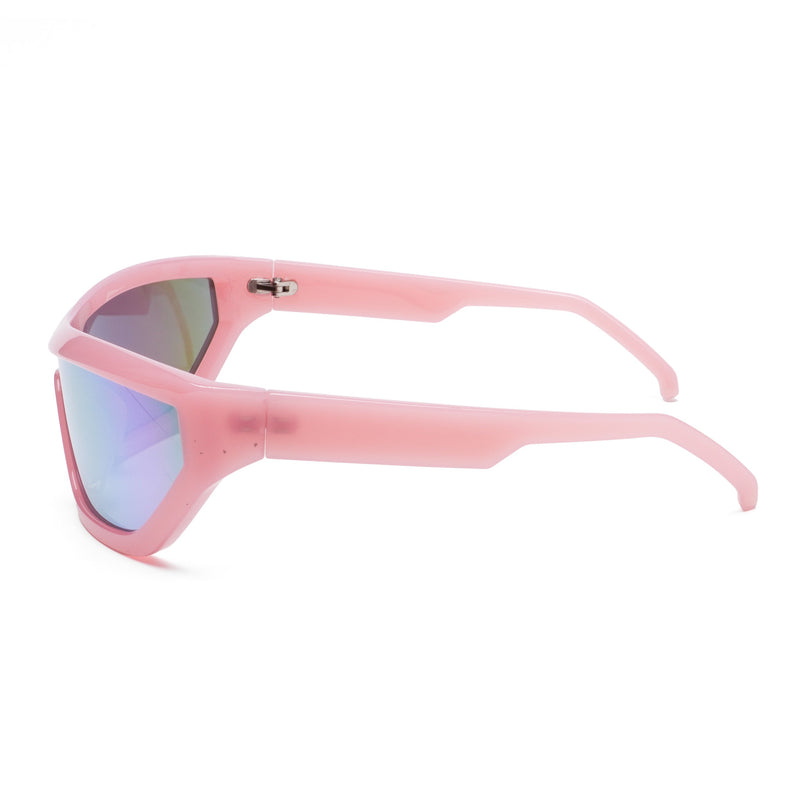 Eyejack Wrap Around Sunglasses for Men & Women (Multicolor Lens | Pink Frame - 3980CL558-C7)