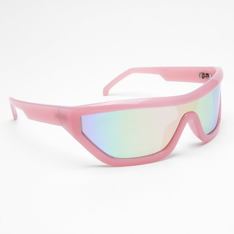 Eyejack Wrap Around Sunglasses for Men & Women (Multicolor Lens | Pink Frame - 3980CL558-C7)