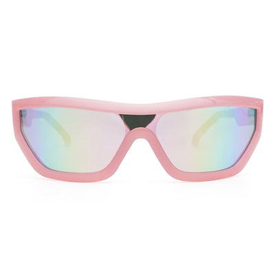 Eyejack Wrap Around Sunglasses for Men & Women (Multicolor Lens | Pink Frame - 3980CL558-C7)