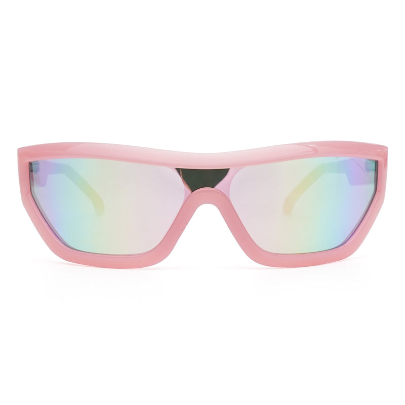 Eyejack Wrap Around Sunglasses for Men & Women (Multicolor Lens | Pink Frame - 3980CL558-C7)