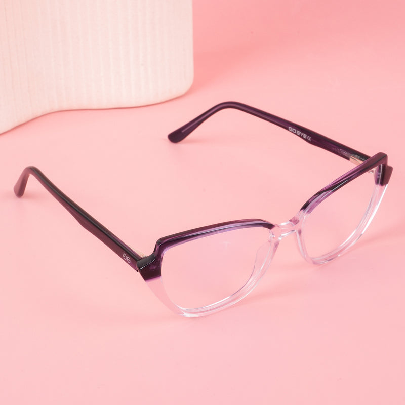 Goeye Glam Purple & Transparent Cateye Acetate Eyeglasses for Women (211GE1769-C1)