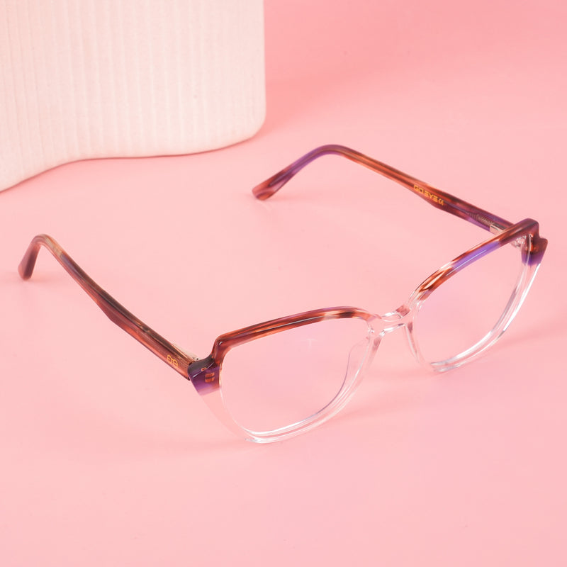 Goeye Glam Brown & Transprent Brown Cateye Acetate Eyeglasses for Women (211GE1772-C4)