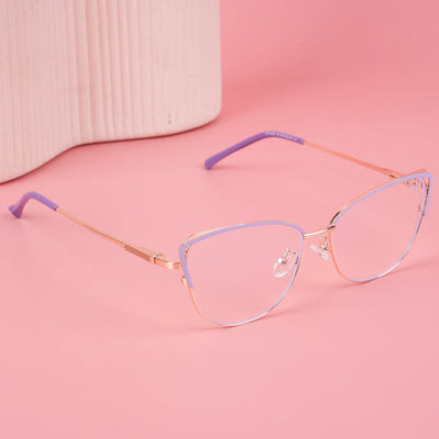 Voyage Glam Purple & Golden Cateye Eyeglasses for Women (95222MG4427-C4)