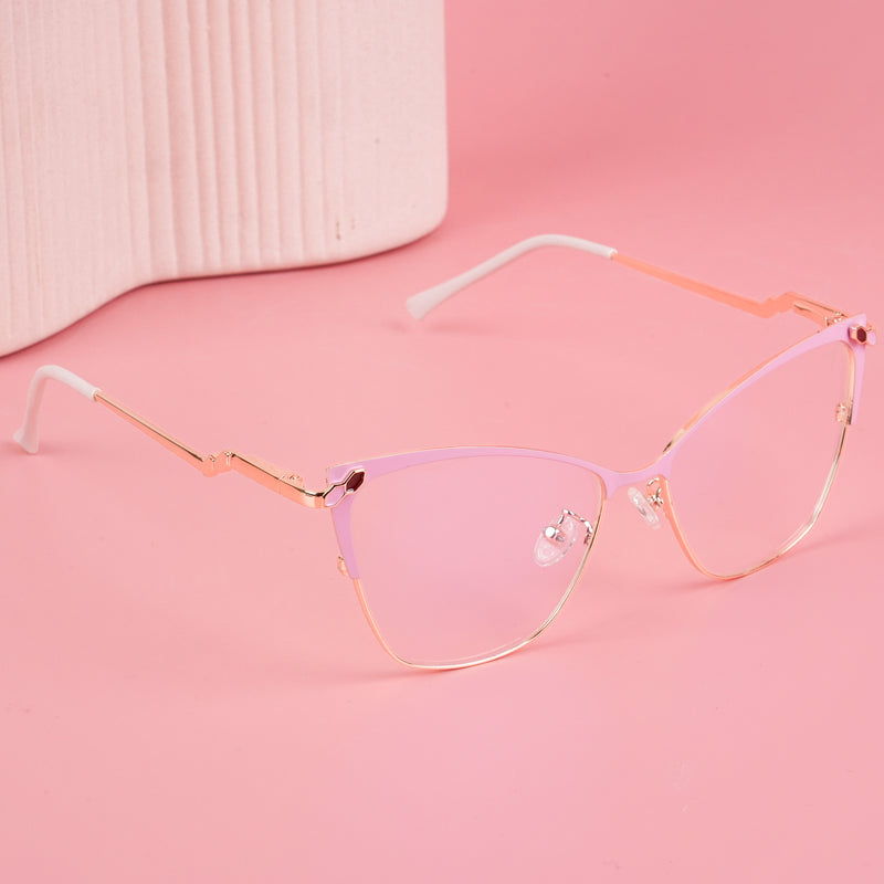 Voyage Glam Pink & Golden Cateye Eyeglasses for Women (9847MG4404-C4)