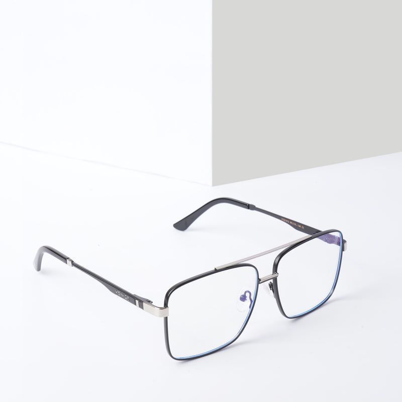 Voyage Exclusive Black & Silver Wayfarer Eyeglasses for Men & Women (VY221012MG5325-C3)