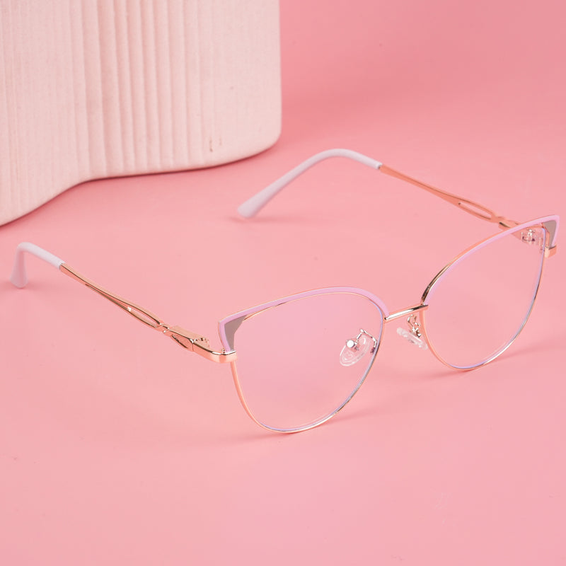 Voyage Glam Pink & Golden Cateye Eyeglasses for Women (9853MG4421-C3)