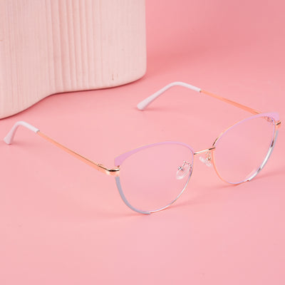 Voyage Glam Pink, Blue & Golden Cateye Eyeglasses for Women (95206MG4430-C3)