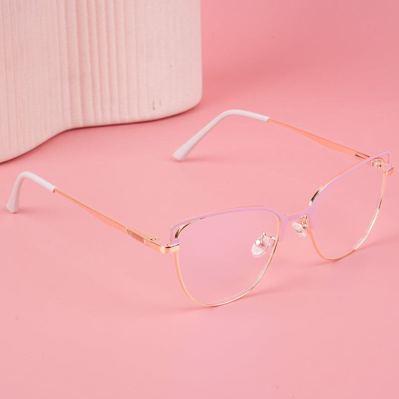 Voyage Glam Pink & Golden Cateye Eyeglasses for Women (95203MG4412-C1)