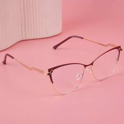 Voyage Glam Red & Golden Cateye Eyeglasses for Women (9847MG4402-C2)