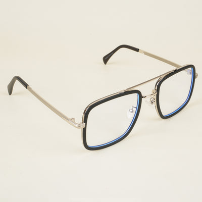 Voyage Black & Silver Wayfarer Eyeglasses for Men & Women (7002MG5266-C2)
