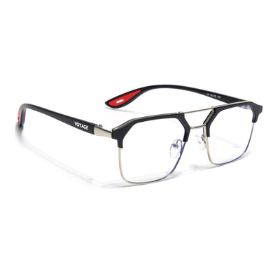 Commander | Black & Silver Wayfarer Eyeglasses for Men & Women | 4#FMG6685-C2