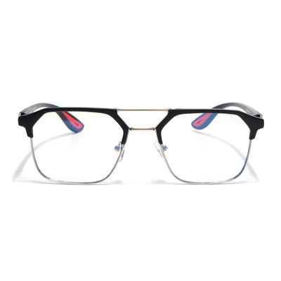 Commander | Black & Silver Wayfarer Eyeglasses for Men & Women | 4#FMG6685-C2