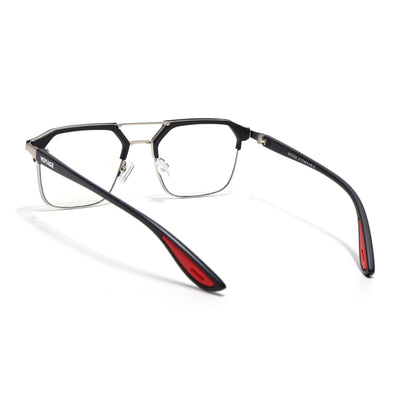 Commander | Black & Silver Wayfarer Eyeglasses for Men & Women | 4#FMG6685-C2