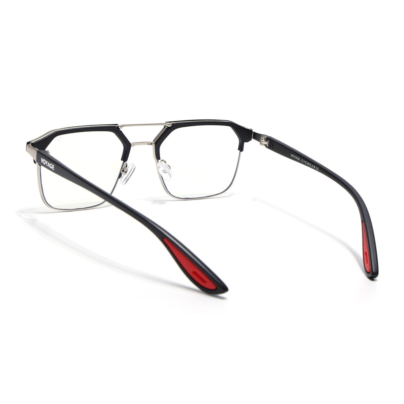 Commander | Black & Silver Wayfarer Eyeglasses for Men & Women | 4