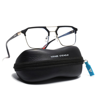 Commander | Black & Silver Wayfarer Eyeglasses for Men & Women | 4#FMG6685-C2