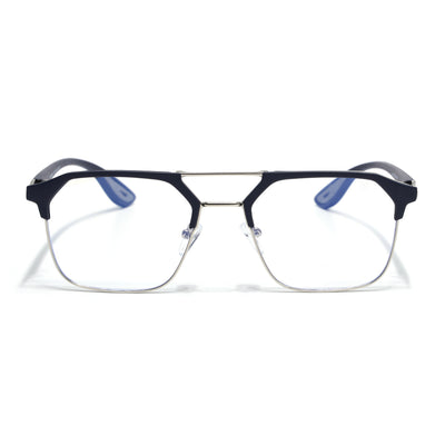 Commander | Blue & Silver Wayfarer Eyeglasses for Men & Women | 4#FMG6686-C3