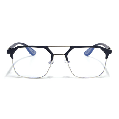 Commander | Blue & Silver Wayfarer Eyeglasses for Men & Women | 4#FMG6686-C3