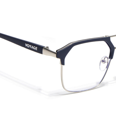 Commander | Blue & Silver Wayfarer Eyeglasses for Men & Women | 4#FMG6686-C3